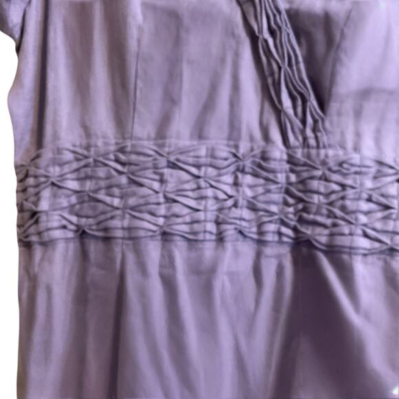 ORVIS Dress Women’s Size 14 Purple Linen Midi Short Sleeve A-line V-Neck - Picture 8 of 16